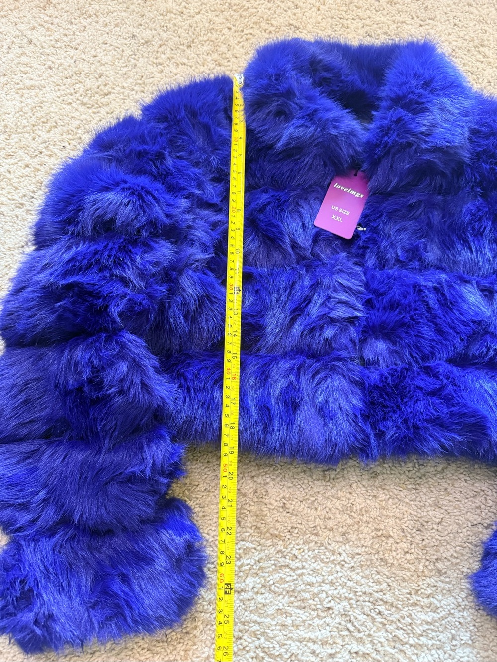 Loveimgs Royal Blue Faux Fur Crop Jacket Coat Women's Size XXL New - Picture 2 of 5